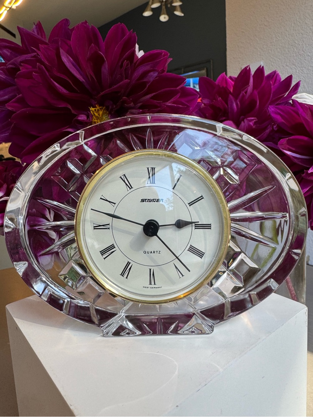 Vintage Staiger Quartz Crystal Clock West Germany Cristal d’Arques France 24%